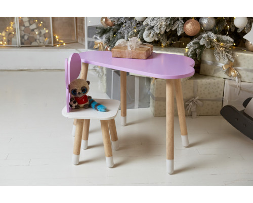 Стол облако 46х70х40 и стульчик бабочка 26.5х26х25, детский столик и стул для рисования/занятий, фиолетовый с белым