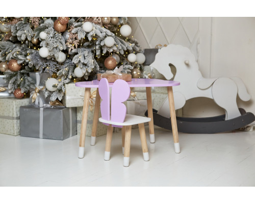 Стол облако 46х70х40 и стульчик бабочка 26.5х26х25, детский столик и стул для рисования/занятий, фиолетовый с белым