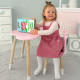 Стол облачко 46х70х40 и стульчик коронка 26.5х26х25, детский столик и стул для игр/занят, розовый с белым