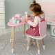 Столик облачка 46х70х40 и стул медвежа 26.5х26х25, детский стол и стульчик для рисования/занят, розовый с белым