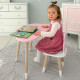Столик облачка 46х70х40 и стул медвежа 26.5х26х25, детский стол и стульчик для рисования/занят, розовый с белым