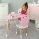 Столик облачка 46х70х40 и стул медвежа 26.5х26х25, детский стол и стульчик для рисования/занят, розовый с белым