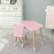 Столик облачка 46х70х40 и стул медвежа 26.5х26х25, детский стол и стульчик для рисования/занят, розовый с белым