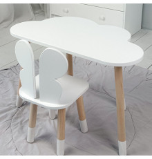 Столик облачка 46х70х40 и стульчик бабочка 26.5х26х25, стол и стул в детскую, белый