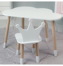 Столик облачко 46х70х40 и стульчик корона 26.5х26х25, стол и стул в детскую, белый
