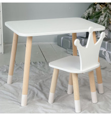 Стол прямоугольный 46х60х45 и стул корона 26.5х26х25, столик и стульчик для мальчика, белый