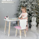 Стол прямоугольный 46х60х45 и стул медведик 26.5х26х25, столик и стульчик для хлопковой комнаты, белый