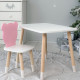 Стол прямоугольный 46х60х45 и стул медвежонок 26.5х26х25, столик и стульчик в детскую, белый с розовым