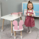 Столик прямоугольный 46х60х45 и стульчик бабочка 26.5х26х25, стол и стул в детскую, белый с розовым