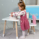 Столик прямоугольный 46х60х45 и стульчик бабочка 26.5х26х25, стол и стул в детскую, белый с розовым