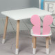 Столик прямоугольный 46х60х45 и стульчик бабочка 26.5х26х25, стол и стул в детскую, белый с розовым