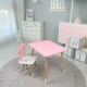 Стол прямой 46х60х45 и стул крылышки бабочка 26.5х26х25, столик и стульчик для девочки, розовый с белым