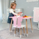 Стол прямой 46х60х45 и стул крылышки бабочка 26.5х26х25, столик и стульчик для девочки, розовый с белым
