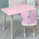 Стол прямой 46х60х45 и стул крылышки бабочка 26.5х26х25, столик и стульчик для девочки, розовый с белым