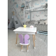 Столик с откидным верхом 53х60х45 и стульчик крылья бабочки 26.5х26х25, стол и стул для детей от 1 года, белый с фиолетовым