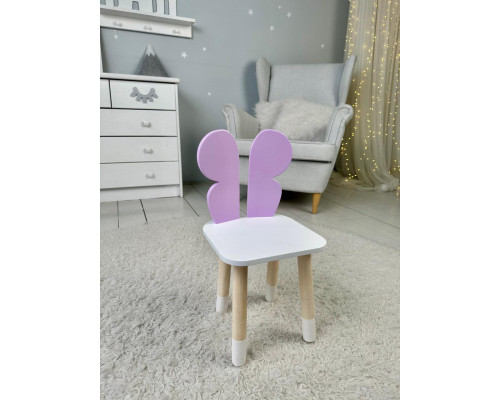 Столик с откидным верхом 53х60х45 и стульчик крылья бабочки 26.5х26х25, стол и стул для детей от 1 года, белый с фиолетовым