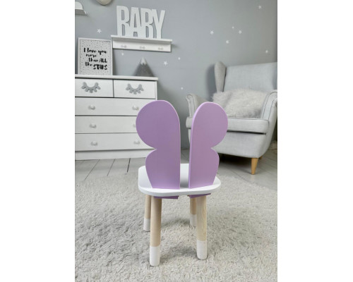 Столик с откидным верхом 53х60х45 и стульчик крылья бабочки 26.5х26х25, стол и стул для детей от 1 года, белый с фиолетовым