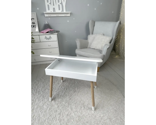 Столик с откидным верхом 53х60х45 и стульчик крылья бабочки 26.5х26х25, стол и стул для детей от 1 года, белый с фиолетовым