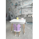 Столик с откидным верхом 53х60х45 и стульчик крылья бабочки 26.5х26х25, стол и стул для детей от 1 года, белый с фиолетовым