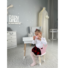 Столик с откидывающимся верхом 53х60х45 и стульчик корона 26.5х26х25, стол и стул для детей от 1 года, белый с розовым