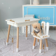 Детский столик с откидным верхом 53х60х45 и стульчик зайчик 26.5х26х25, стол и стул для детей до 7 лет, белый