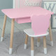 Стол прямоугольный с ящиком 46х60х45 и стул медвежонка 26.5х26х25, столик и стульчик для детской комнаты, розовый с белым