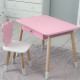 Стол прямоугольный с ящиком 46х60х45 и стул медвежонка 26.5х26х25, столик и стульчик для детской комнаты, розовый с белым