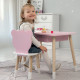Стол прямоугольный с ящиком 46х60х45 и стул медвежонка 26.5х26х25, столик и стульчик для детской комнаты, розовый с белым