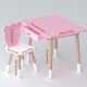 Стол прямоугольный с ящиком 46х60х45 и стул медвежонка 26.5х26х25, столик и стульчик для детской комнаты, розовый с белым
