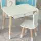 Стол прямоугольный с выдвижным ящиком 46х60х45 и стул медведь 26.5х26х25, столик и стульчик в детскую, белый
