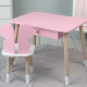 Стол прямоугольный с ящиком для вещей 46х60х45 и стул бабочка 26.5х26х25, столик и стульчик в детскую, розовый с белым