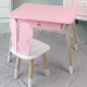 Стол прямоугольный с ящиком для вещей 46х60х45 и стул бабочка 26.5х26х25, столик и стульчик в детскую, розовый с белым