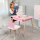 Стол прямоугольный с ящиком 46х60х45 и стул корона 26.5х26х25, столик и стульчик в детскую, розовый с белым