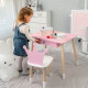 Стол прямоугольный с ящиком 46х60х45 и стул корона 26.5х26х25, столик и стульчик в детскую, розовый с белым