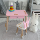 Стол прямоугольный с ящиком 46х60х45 и стул корона 26.5х26х25, столик и стульчик в детскую, розовый с белым