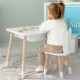 Стол прямоугольный с ящиком 46х60х45 и стул ушка кролика 26.5х26х25, столик и стульчик в детскую, белый