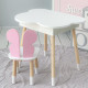 Столик облачка с нишей 54х68х50 и стульчик бабочка 26.5х26х25, стол и стул в детскую, белый с розовым