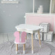 Столик облачка с нишей 54х68х50 и стульчик бабочка 26.5х26х25, стол и стул в детскую, белый с розовым