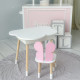 Столик облачка с нишей 54х68х50 и стульчик бабочка 26.5х26х25, стол и стул в детскую, белый с розовым