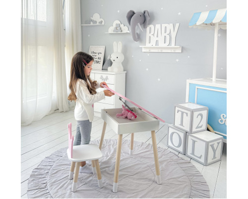 Столик облачко с откидной нишей 54х68х50 и стульчик корона 26.5х26х25, стол и стул в детский, белый