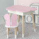 Столик облачко с нишей 54х68х50 и стульчик спинка в форме бабочки 26.5х26х25, стол и стул в детскую, розовый с белым