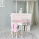 Столик облачко с нишей 54х68х50 и стульчик спинка в форме бабочки 26.5х26х25, стол и стул в детскую, розовый с белым
