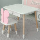 Стол прямоугольный с выдвижным ящиком 46х60х45 и стул бабочка 26.5х26х25, столик и стульчик для девчачьей комнаты, розовый с белым