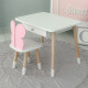 Стол прямоугольный с выдвижным ящиком 46х60х45 и стул бабочка 26.5х26х25, столик и стульчик для девчачьей комнаты, розовый с белым