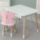 Стол прямоугольный с выдвижным ящиком 46х60х45 и стул бабочка 26.5х26х25, столик и стульчик для девчачьей комнаты, розовый с белым