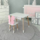 Стол прямоугольный с выдвижным ящиком 46х60х45 и стул бабочка 26.5х26х25, столик и стульчик для девчачьей комнаты, розовый с белым