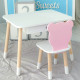 Стол прямоугольный с ящиком 46х60х45 и стул мордочка медвежонка 26.5х26х25, столик и стульчик для детской комнаты, белый с розовым