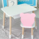 Стол прямоугольный с ящиком 46х60х45 и стул мордочка медвежонка 26.5х26х25, столик и стульчик для детской комнаты, белый с розовым