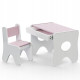 Столик и стульчик для ребенка 70×45×51, детский игральный стол и стул, белый с розовым
