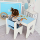 Набор детской мебели столик с ящиком и стульчик 70×45×51, стол и стул для детей, белый с голубым
